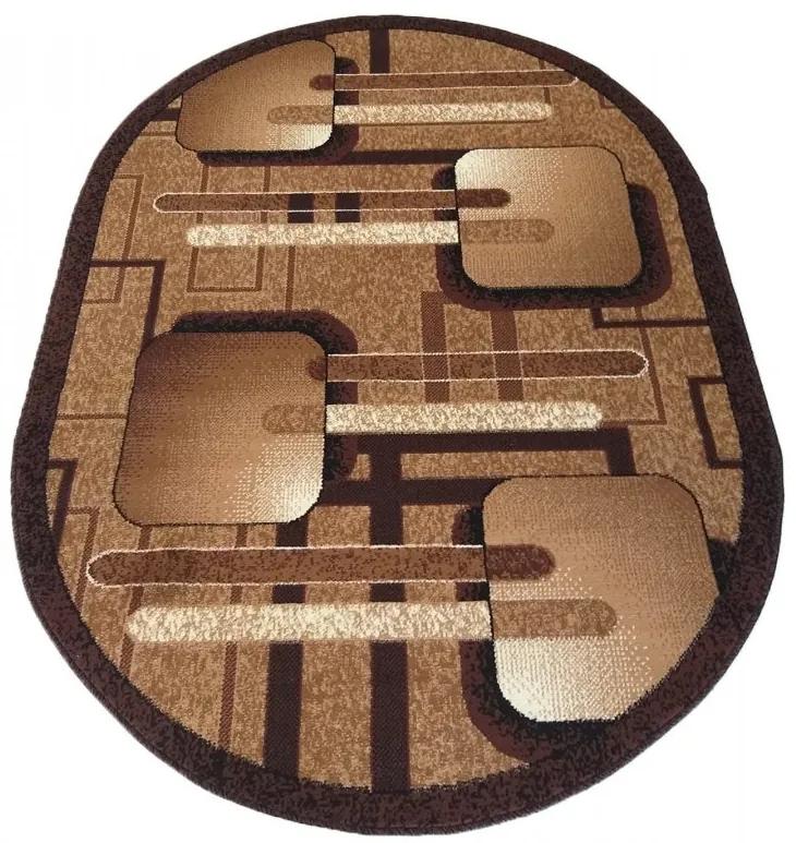 Tappeto ovale di colore marrone con motivo geometrico Larghezza: 80 cm | Lunghezza: 150 cm