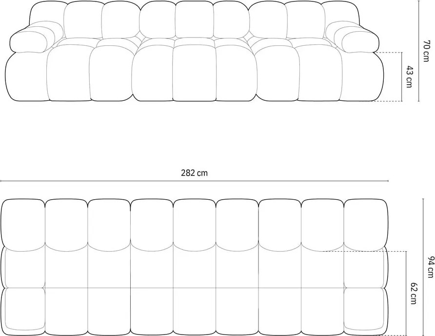 Divano componibile grigio chiaro in tessuto bouclé 282 cm Bellis - Micadoni Home
