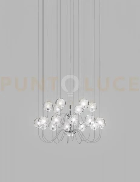 Puppet sospensione 18p cristallo trasparente cromo lucido 18 luci a...