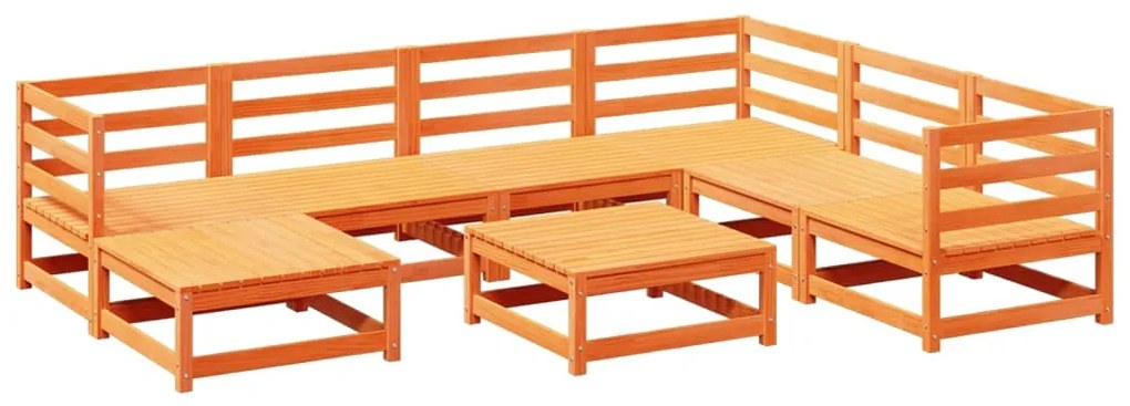 Set divani da giardino 8 pz marrone cera legno massello pino