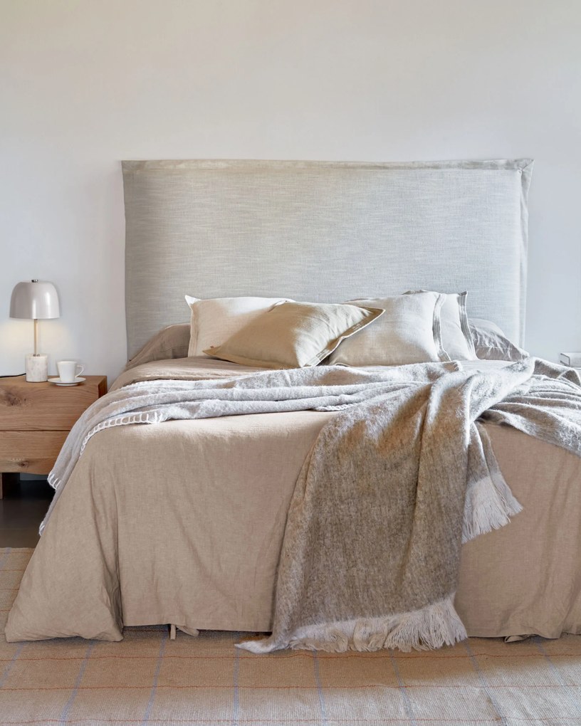 Kave Home - Testiera sfoderabile Tanit in lino bianco per letto da 160 cm