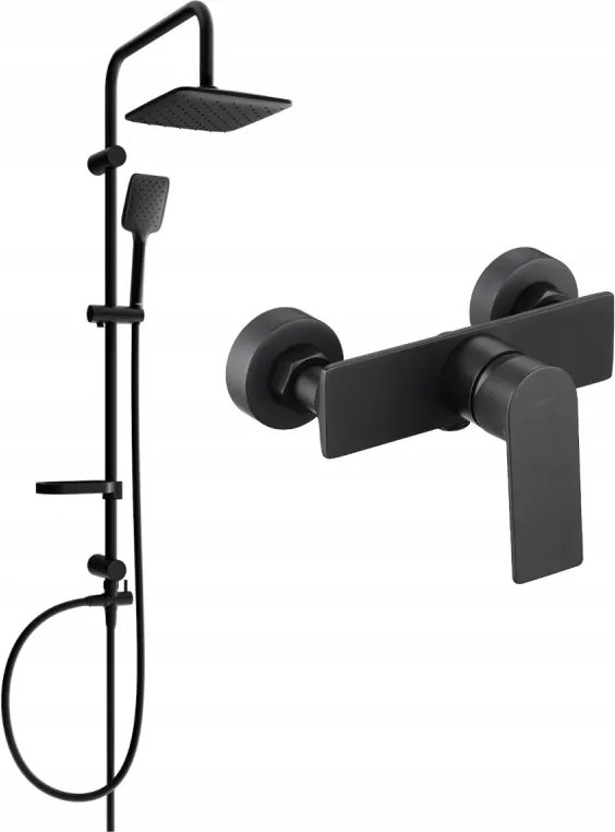 Mexen Sven set doccia esterno con soffione e miscelatore doccia Alexa, nero - 71240262-70