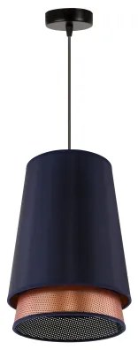 Duolla - Lampadario a sospensione con filo BELL SHINY 1xE27/15W/230V diametro 25 cm blu/rame
