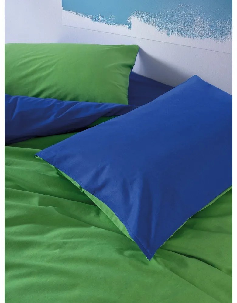 Set copripiumino e federa verde/blu in cotone renforcé per letto matrimoniale/per letto esteso con lenzuolo incluso/4 pezzi 200x220 cm Sage – Mijolnir