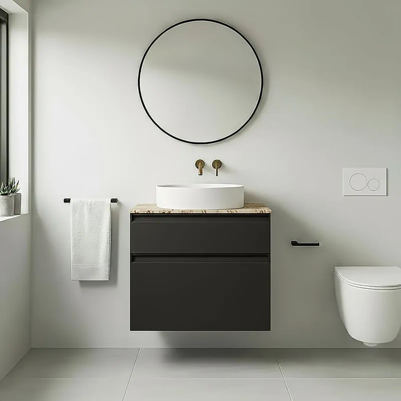 Top per lavabo  L 47 x H 1.2 x P 27 cm travertino gres porcellanato C01
