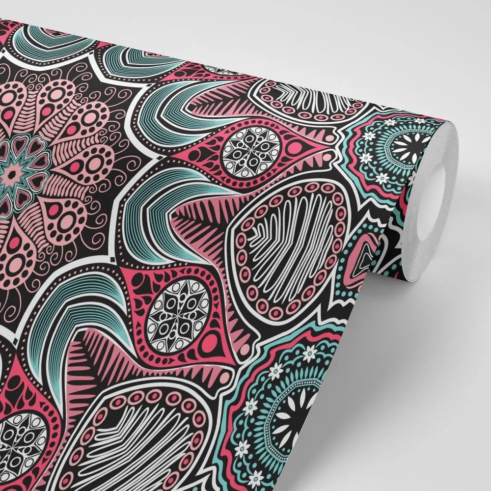 Carta da parati – Mandala indiano con motivo floreale