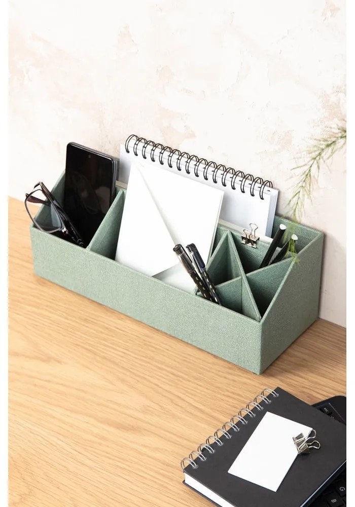 Organizer verde in cartone per cancelleria Elisa Canvas Paper Laminate – Bigso