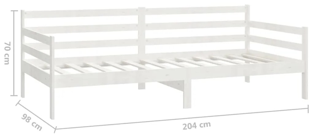 Divano Letto con Materasso 90x200 cm Bianco in Legno di Pino