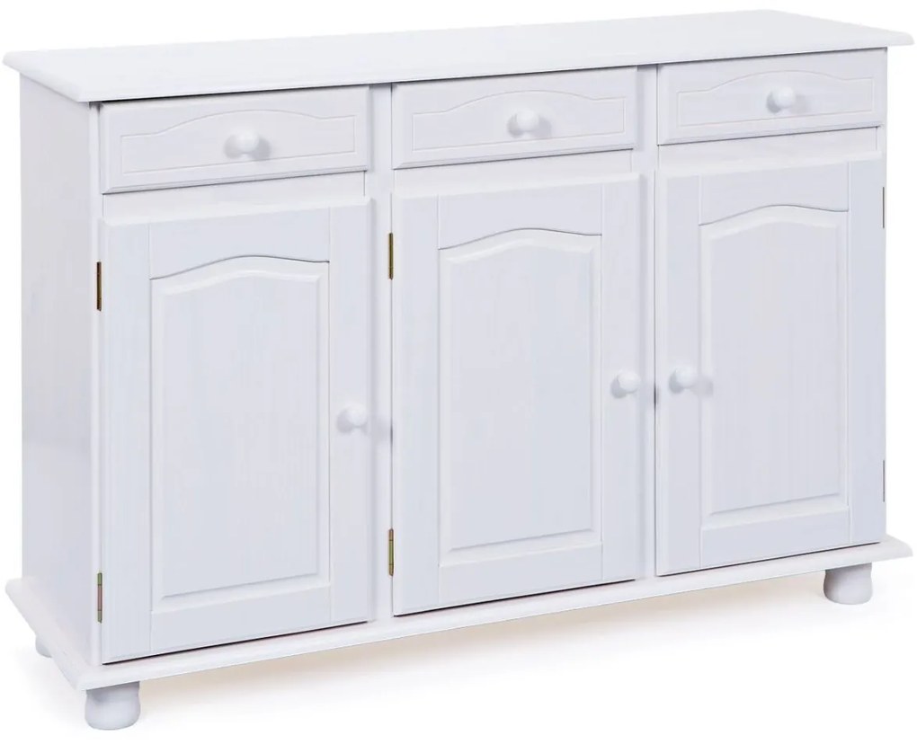 Credenza 3 ante 3 cassetti in pino massello bianco