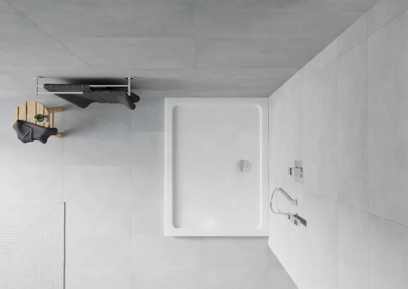 Mexen Flat piatto doccia rettangolare slim 90 x 80 cm, bianco, sifone cromato - 40108090