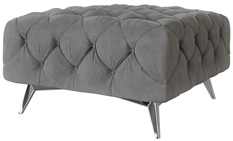 Poggiapiedi grigio con rivestimento in velluto Chelsea – Ropez