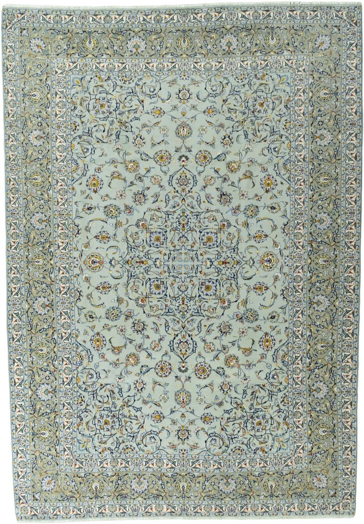 Kashan Tappeto persiano 360 x 250 Blu (Iran) Annodato A Mano
