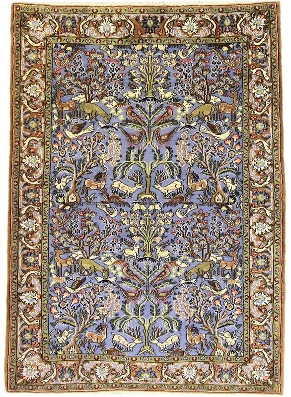Ghom Tappeto persiano 110x150 Blu (Iran) Annodato A Mano