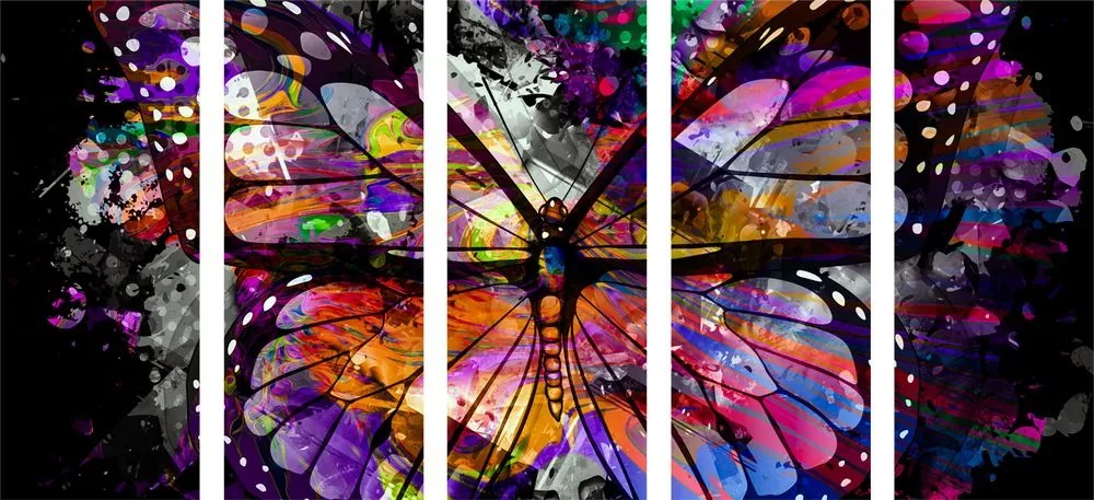Quadri 5 pezzi – Farfalla straordinaria