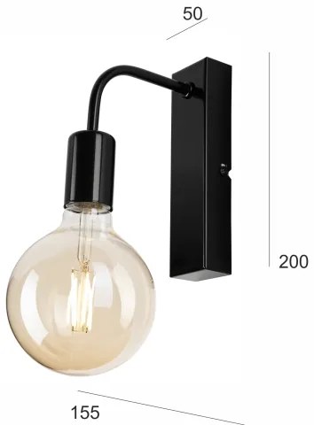 Applique ASTRID 1xE27/60W/230V nero lucido