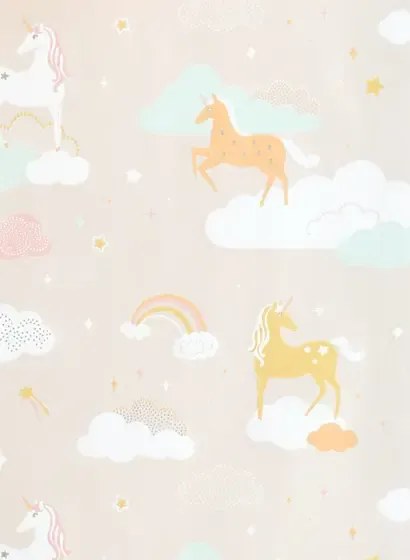 Einhorntapete Rainbow Treasures von Majvillan - Pastel Pink