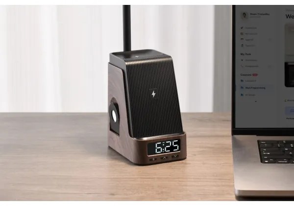 Immax 08999L - Lampada da tavolo LED+CCT dimmerabile con ricarica wireless Qi IDEAL LED/8W/230V, marrone