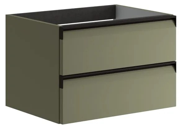 Mobile da bagno sospeso sotto lavabo L 59.5 x H 40 x P 45.5 cm verde salvia laccato opaco, 2 cassetti VISOBATH Fusion