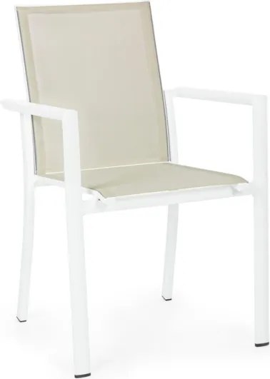 Sedia Da Esterno In Alluminio E Textilene Con Braccioli Konnor Bizzotto Bianca New CX24