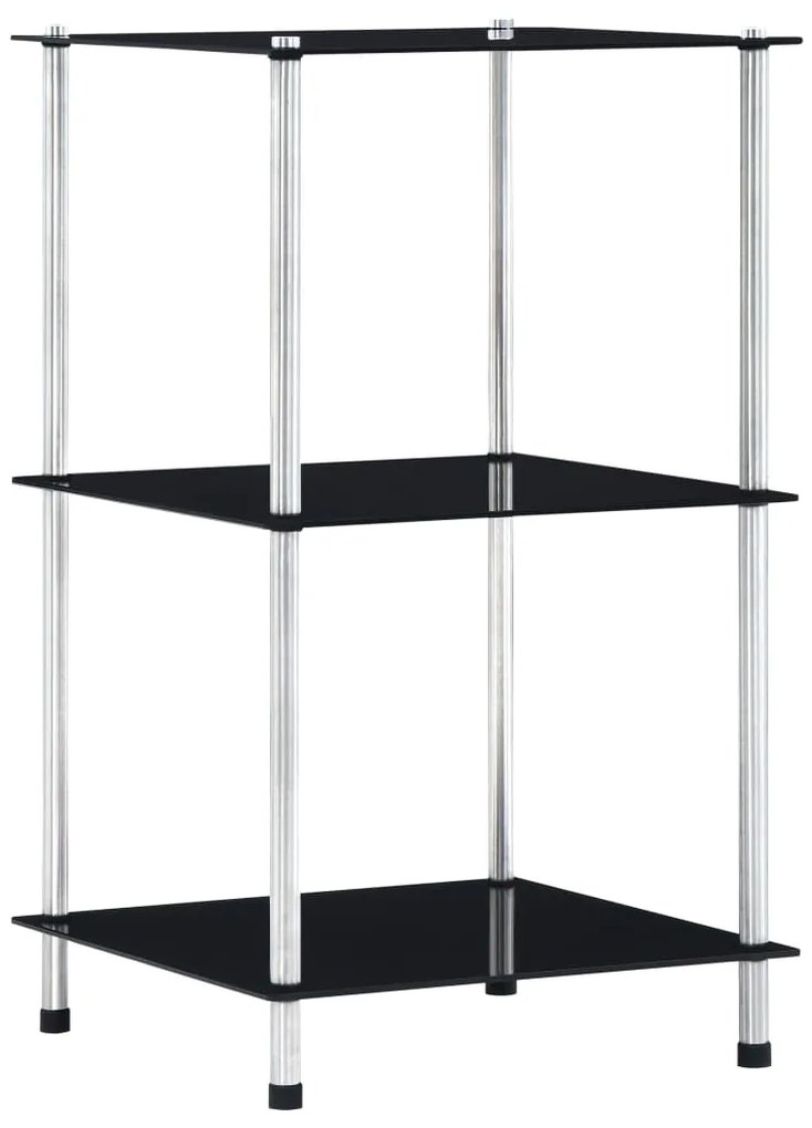 Scaffale A 3 Livelli Nero 40x40x67 Cm İn Vetro Temperato /