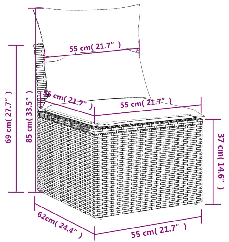 Set Divani da Giardino 7 pz con Cuscini Grigio in Polyrattan