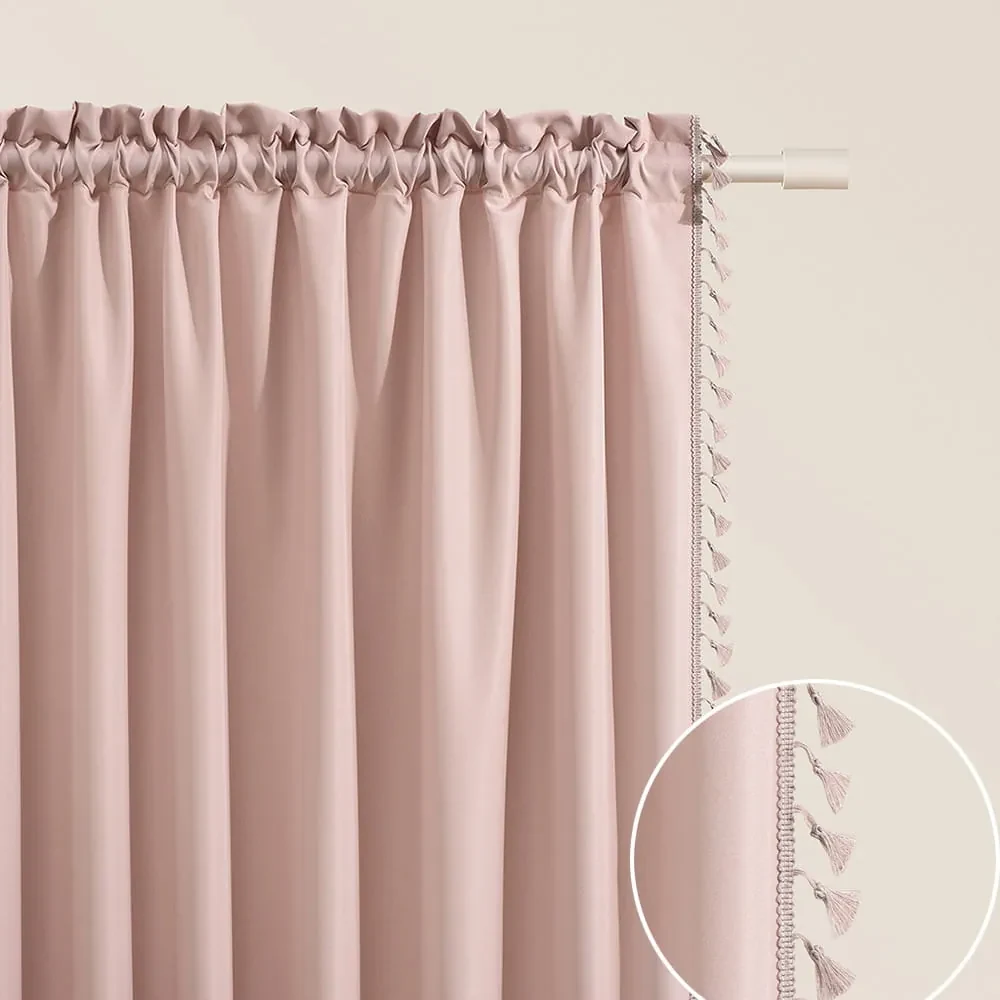 Tenda rosa cipria LARA per nastro con nappe 140 x 280 cm