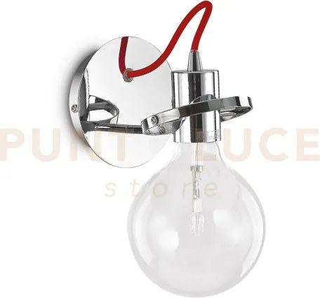 Radio applique a parete in metallo con lampadina e27 inclusa cromo