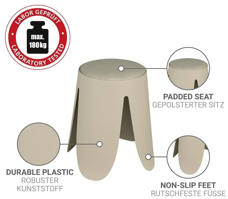 Sgabello beige in plastica impilabile Comiso – Wenko
