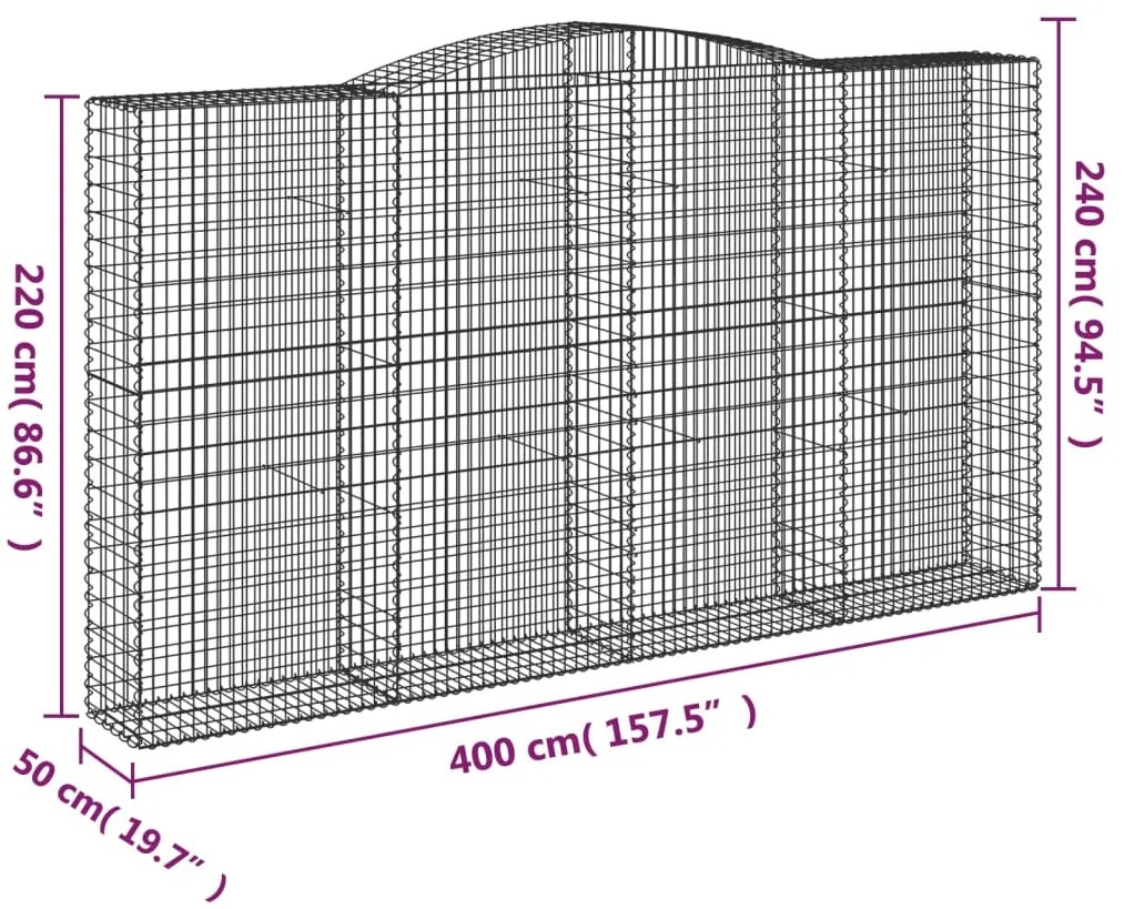 Cesti Gabbioni ad Arco 7 pz 400x50x220/240 cm Ferro Zincato