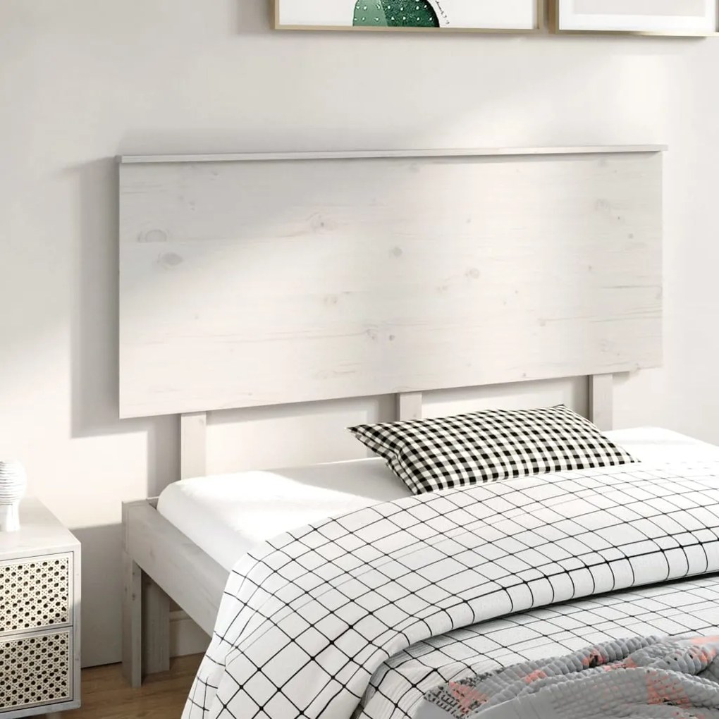 Testiera Per Letto Bianca 144x6x82,5cm Legno Massello Di Pino /