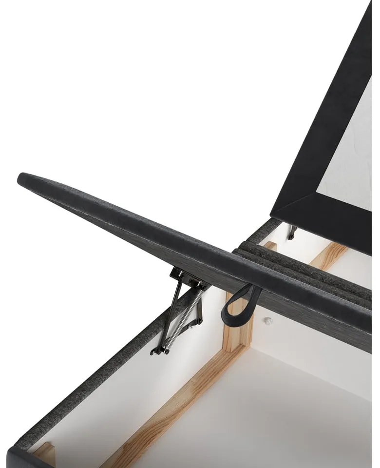 Letto matrimoniale imbottito antracite con contenitore 160x200 cm Tate - Maison de Rêve