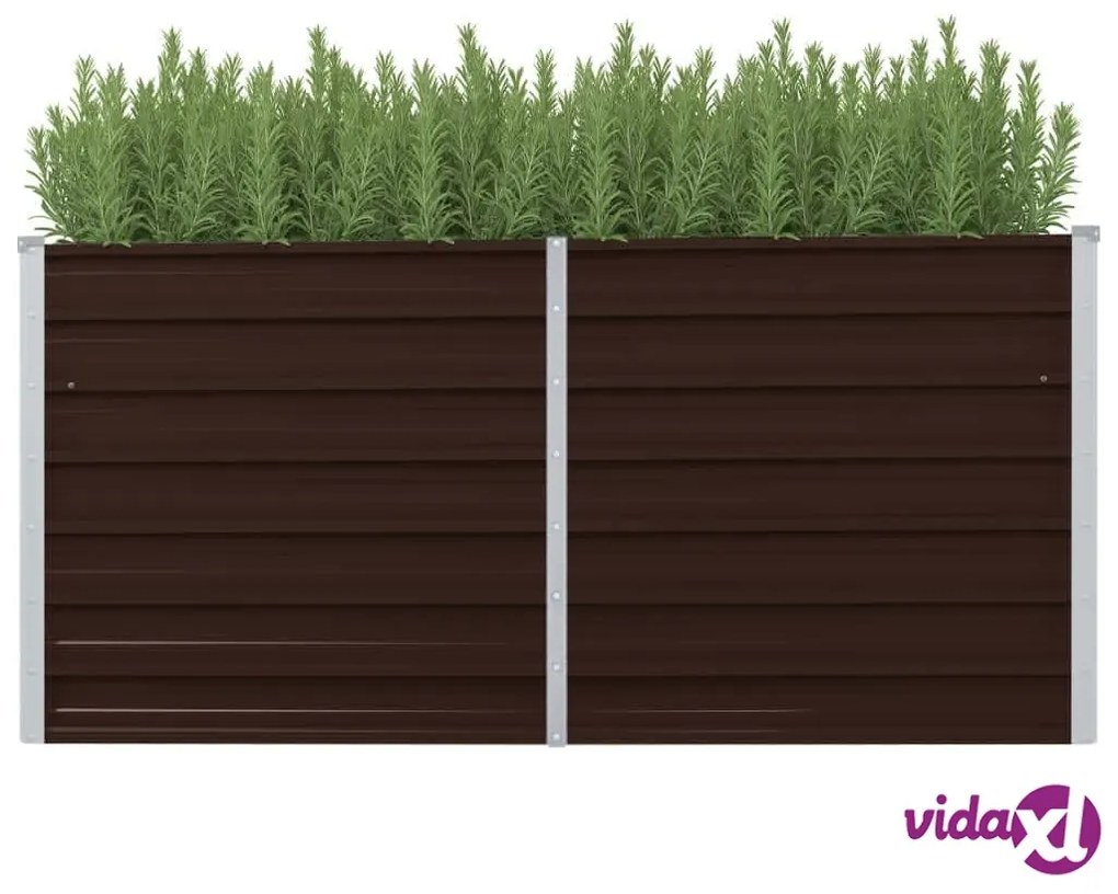 vidaXL Letto Rialzato Giardino Marrone 160x40x77 cm in Acciaio Zincato
