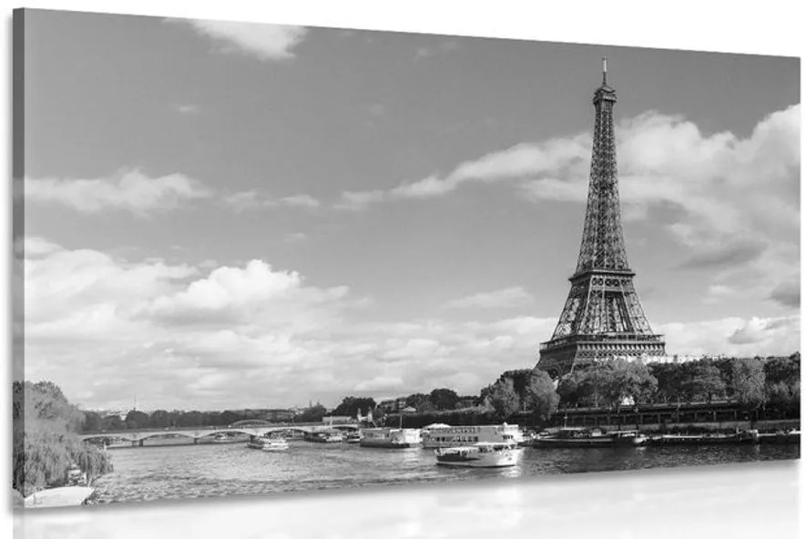 Quadro su tela – Panorama mozzafiato di Parigi in bianco e nero