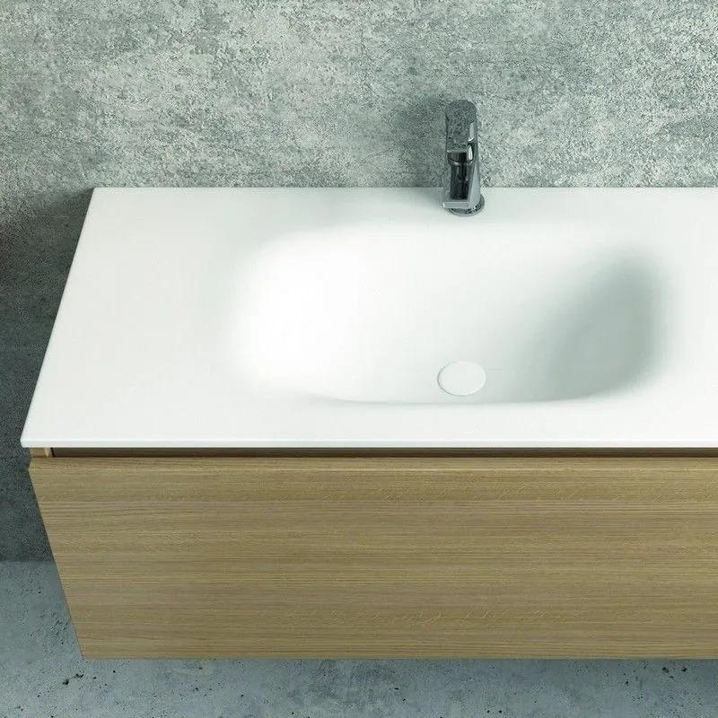 Kamalu - composizione bagno 135cm composta da mobile e lavabo, specchio e due pensili