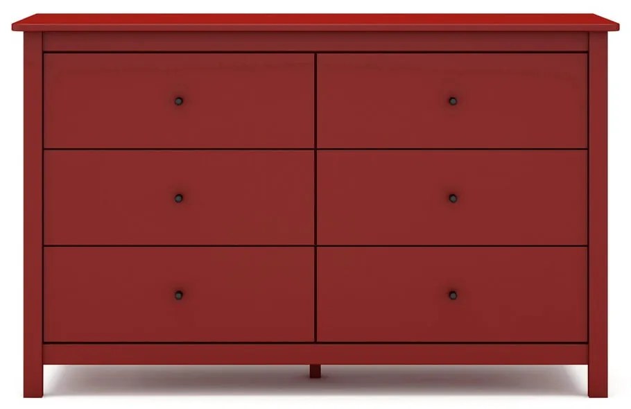 Cassettiera bassa rossa in pino 130x80 cm Misti - Marckeric