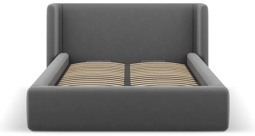 Letto matrimoniale imbottito grigio con contenitore con rete inclusa 140x200 cm Jason – Windsor &amp; Co Sofas