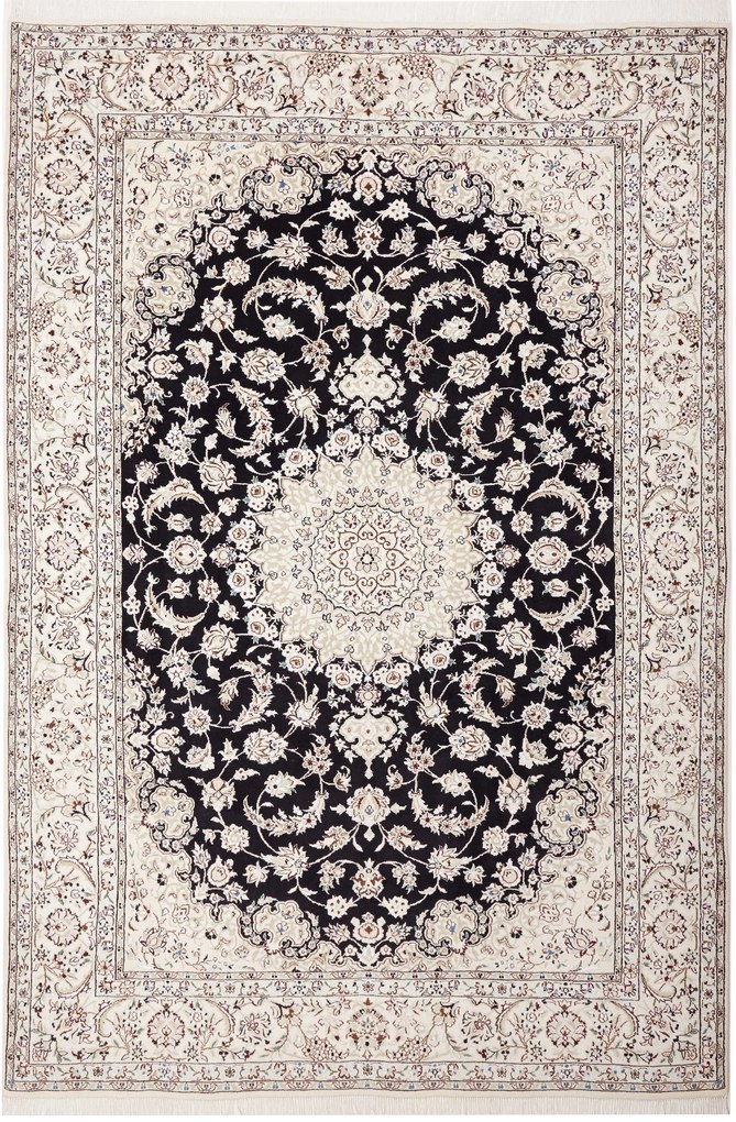 Nain Tappeto 290x200 Blu (Iran) Annodato A Mano
