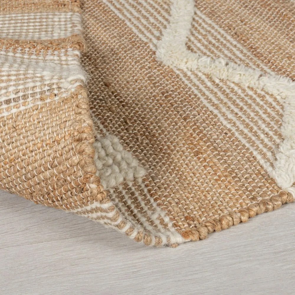 Passatoia bianca/di colore naturale in misto iuta tessuta a mano 60x230 cm Medina – Flair Rugs