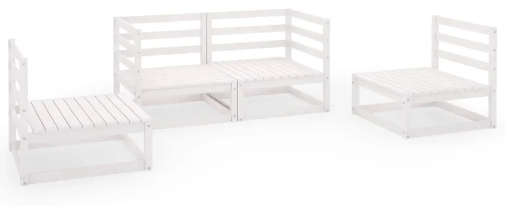 Set divani da giardino 4 pz bianco in legno massello di pino