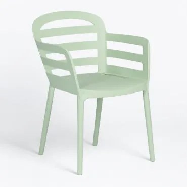Sedia da Giardino Impilabile con Braccioli Gerum Celadon - Sklum
