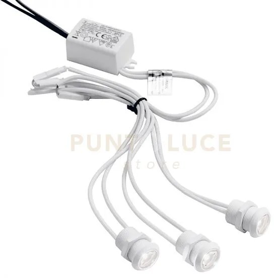 Gfa920c- modulo da 3 faretti led 3000k 450lm 3x1w d.2cm da incasso ...