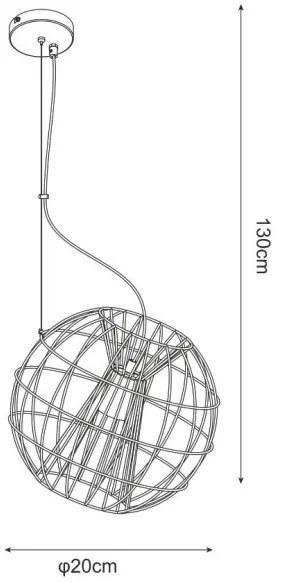 Zuma Line P17212 - Lampadario su corda MARL 1xE27/60W/230V nero