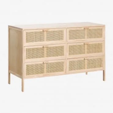 Cassettiera In Rattan E Legno Reyna Natural Kids Marrone Legno Naturale - Sklum