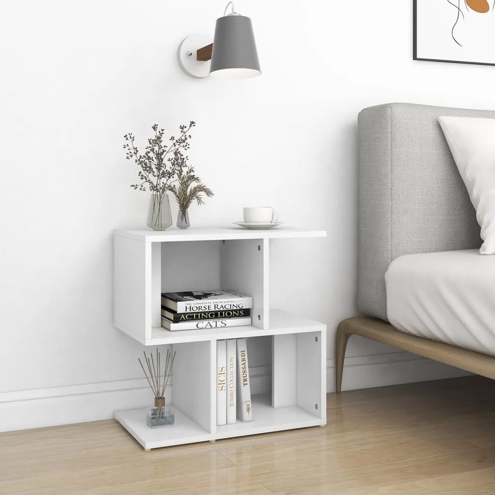 Comodini 2pz Bianchi 50x30x51,5 Cm İn Legno Multistrato /