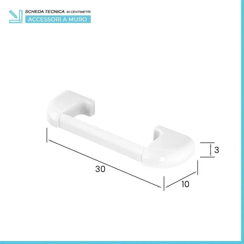 Set accessori a muro 7 pezzi in ABS bianco con doppio fissaggio Gioia
