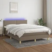 Letto a Molle con Materasso e LED Tortora 140x200 cm in Tessuto 3133641