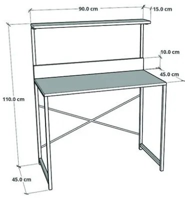 Scrivania Stile Industrial 90x45x110 Con Ripiano Superiore Adam Rovere