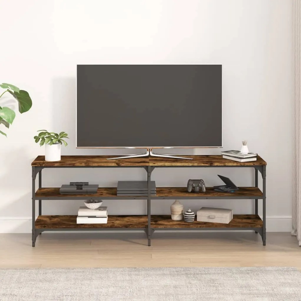 Mobile tv rovere fumo 140x30x50 cm in legno multistrato