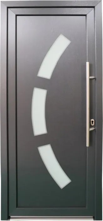 Portoncino d'ingresso 10007 L 80 x H 210 cm in PVC antracite, apertura spingere a sinistra, falso telaio non incluso