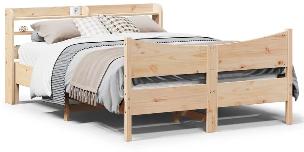 Giroletto Con Testiera 140x190 Cm İn Legno Massello Di Pino /